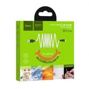 Кабель Hoco X21 Plus Silicone USB - Lightning 2.4A/1m (Чорно-помаранчевий)