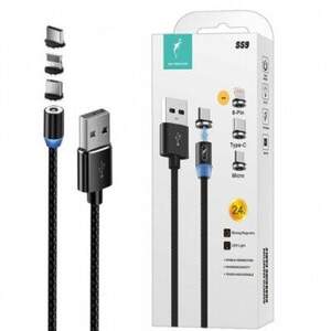 Кабель SkyDolphin S59KIT Magnetic 3in1 Micro USB/Type-C/Lightning 2.4A/1m (Чорний)