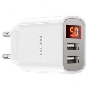 Мережевий Зарядний Пристрій Borofone BA58A Digital Display 2USB/2.4A (Бiлий)