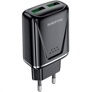 Мережевий Зарядний Пристрій Borofone BA54A (QC3.0) 2USB/3A/18W (Чорний)