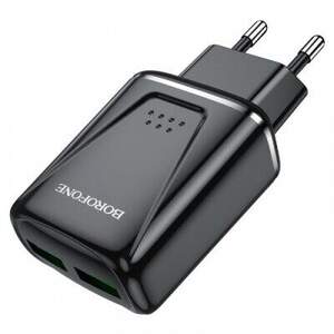 Мережевий Зарядний Пристрій Borofone BA54A (QC3.0) 2USB/3A/18W (Чорний)