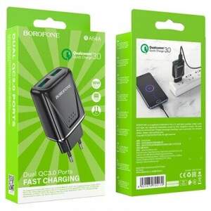 Мережевий Зарядний Пристрій Borofone BA54A (QC3.0) 2USB/3A/18W (Чорний)