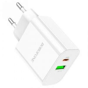 Мережевий Зарядний Пристрій Borofone BA55A (PD/QC3.0) 1Type-C/1USB/2.4A/20W (Білий)
