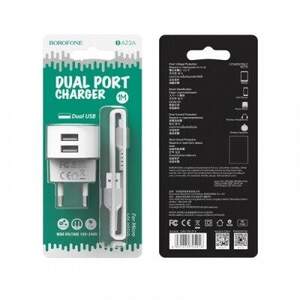 Мережевий Зарядний Пристрій Borofone BA23A 2USB/2.4A + MicroUSB (Білий)