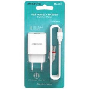 Мережевий Зарядний Пристрій Borofone BA20A 1USB/2.1A + MicroUSB (Білий)