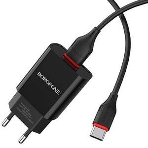Мережевий Зарядний Пристрій Borofone BA20A 1USB/2.1A + Type-C (Чорний)