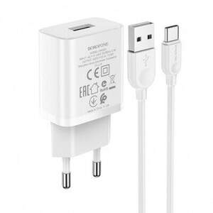 Мережевий Зарядний Пристрій Borofone BA52A 1USB/2.1A + Type-C (Білий)