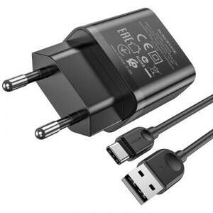 Мережевий Зарядний Пристрій Borofone BA52A 1USB/2.1A + Type-C (Чорний)