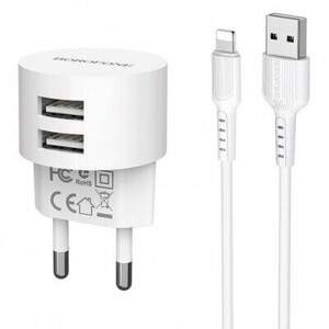 Мережевий Зарядний Пристрій Borofone BA23A 2USB/2.4A + Lightning (Білий)