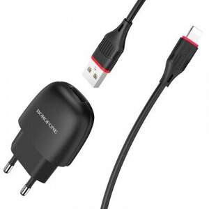 Мережевий Зарядний Пристрій Borofone BA49A 1USB/2.1A + Lightning (Чорний)